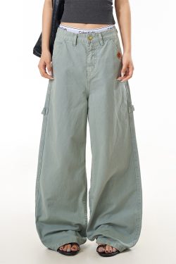 Women's Vintage Casual Tie Pants - American Vintage Design, Loose Straight Fit, Long Work Pants for Effortless Style