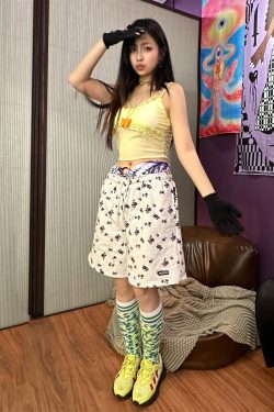 Women's Vintage Floral Printed Wide-Leg Five-Point Shorts - Casual American Style Summer Fashion