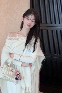 Women's White Alpaca Wool Knitted Cardigan Coat - Warm Autumn Winter Cloak Shawl for Cozy Layering
