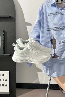 Women's White Summer Mesh Sports Shoes, Lightweight Breathable Running Sneakers with Soft Sole for Students