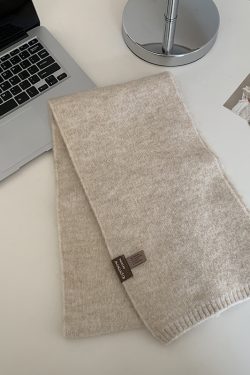 Women's Wool Blend Solid Color Knitted Scarf - Versatile Imitation Cashmere Winter 2024 Korean Style Warm Neck Accessory