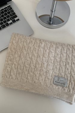 Women's Wool Scarf - 2024 Winter High-End Imitation Cashmere Warm Korean Style Versatile Neck Gaiter in Green