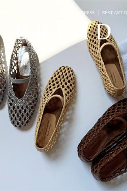 Woven Hollow Round Toe Mary Jane Shoes for Women - Versatile Mesh Summer Footwear, Trendy and Stylish