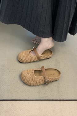Woven Soft-Soled Closed-Toe Half Slippers for Women - Summer Bohemian Slip-On Sandals
