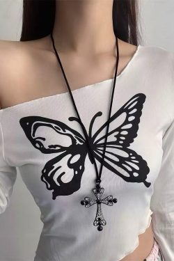 Y2K American-Style Pearl Baroque Cross Strap Necklace for Women - Versatile Spicy Girl Neck and Collarbone Chain