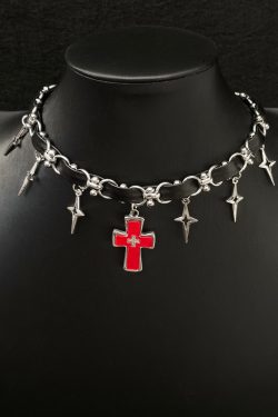 Y2K Dark Cross Necklace for Men and Women - High-End Punk Clavicle Chain, Niche Subculture Neck Accessory