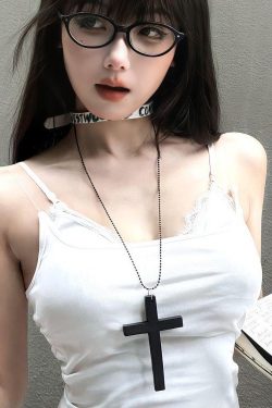 Y2K Gothic Punk Long Cross Clavicle Chain Necklace - Versatile Dark Spring/Summer Accessory