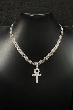 Y2K Minimalist Stainless Steel Woven Cross Necklace for Women - Non-Fading Titanium Steel Clavicle Chain, Trendy Men's Accessory