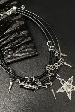 Y2K Multi-Layered Star Studded Choker Necklace - Trendy Dark Sweet Clavicle Chain for Spicy Girl Subculture Style