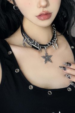 Y2K Multi-Layered Star Studded Choker Necklace - Trendy Dark Sweet Clavicle Chain for Spicy Girl Subculture Style