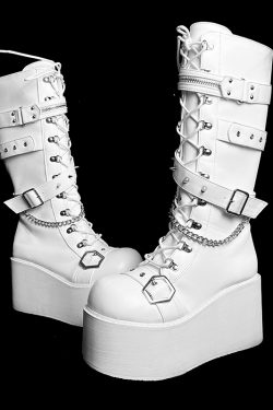Y2K Original Punk Style Thick-Soled Knight Boots for Women - Round Toe Subculture Spicy Girl Footwear