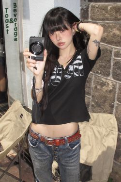 Y2K Punk Retro Hooded Short Sleeve Women's T-Shirt - Slim Fit Flattering Subculture Summer Top