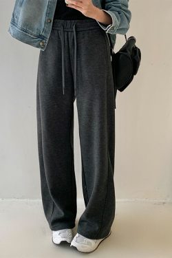 Yak Wool Blended Tailored Wide-Leg Pants for Women - Thick Casual Trousers for Y2K and Everyday Style