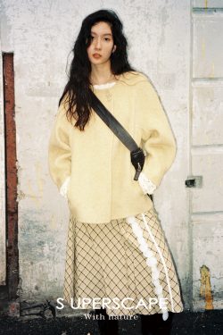 Yellow Checkered Pleated A-Line Skirt with Beaded Decorative Detail - Chic Summer Fashion, Perfect for 90s or Y2K Inspired Looks