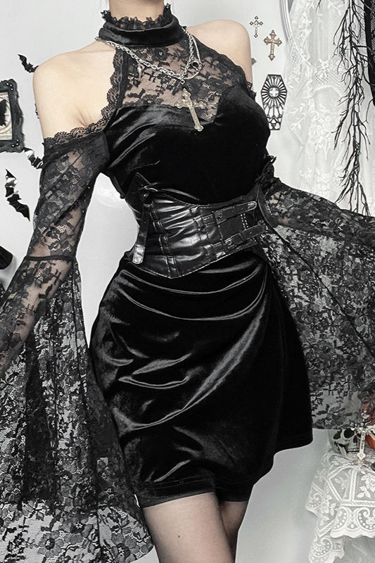 Concert Outfit, Lace Spliced Bodycon Gothic Dress