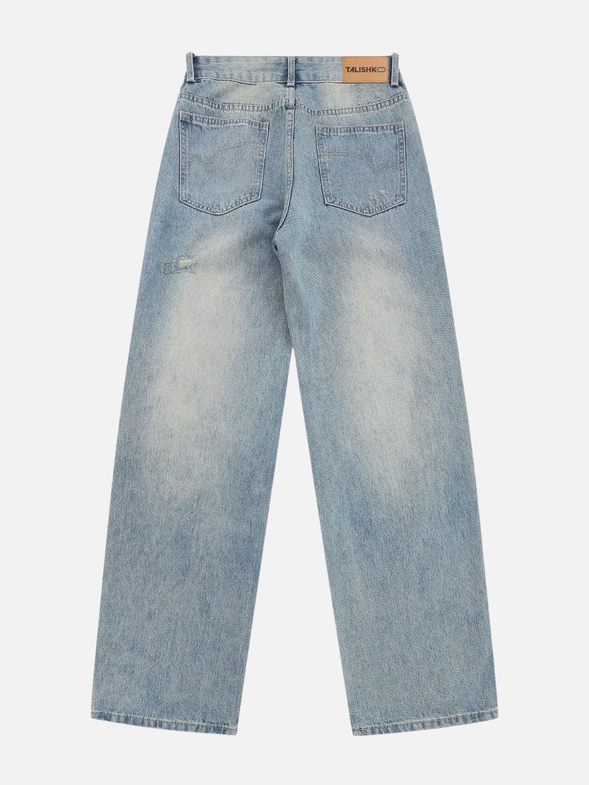 Concert Outfit 3D Zip Up Pocket Straight-Leg Jeans
