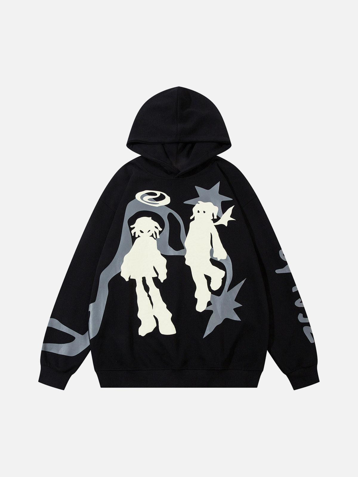 Concert Outfit Abstract Angel Print Pullover Hoodie