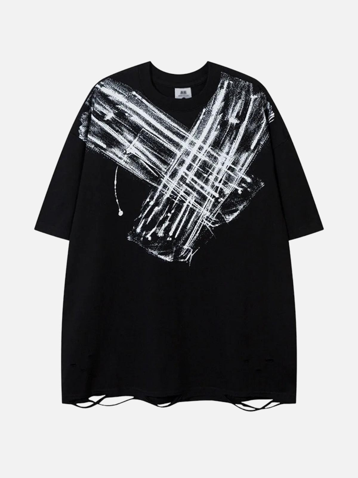 Concert Outfit Abstract Paint Ripped Tee