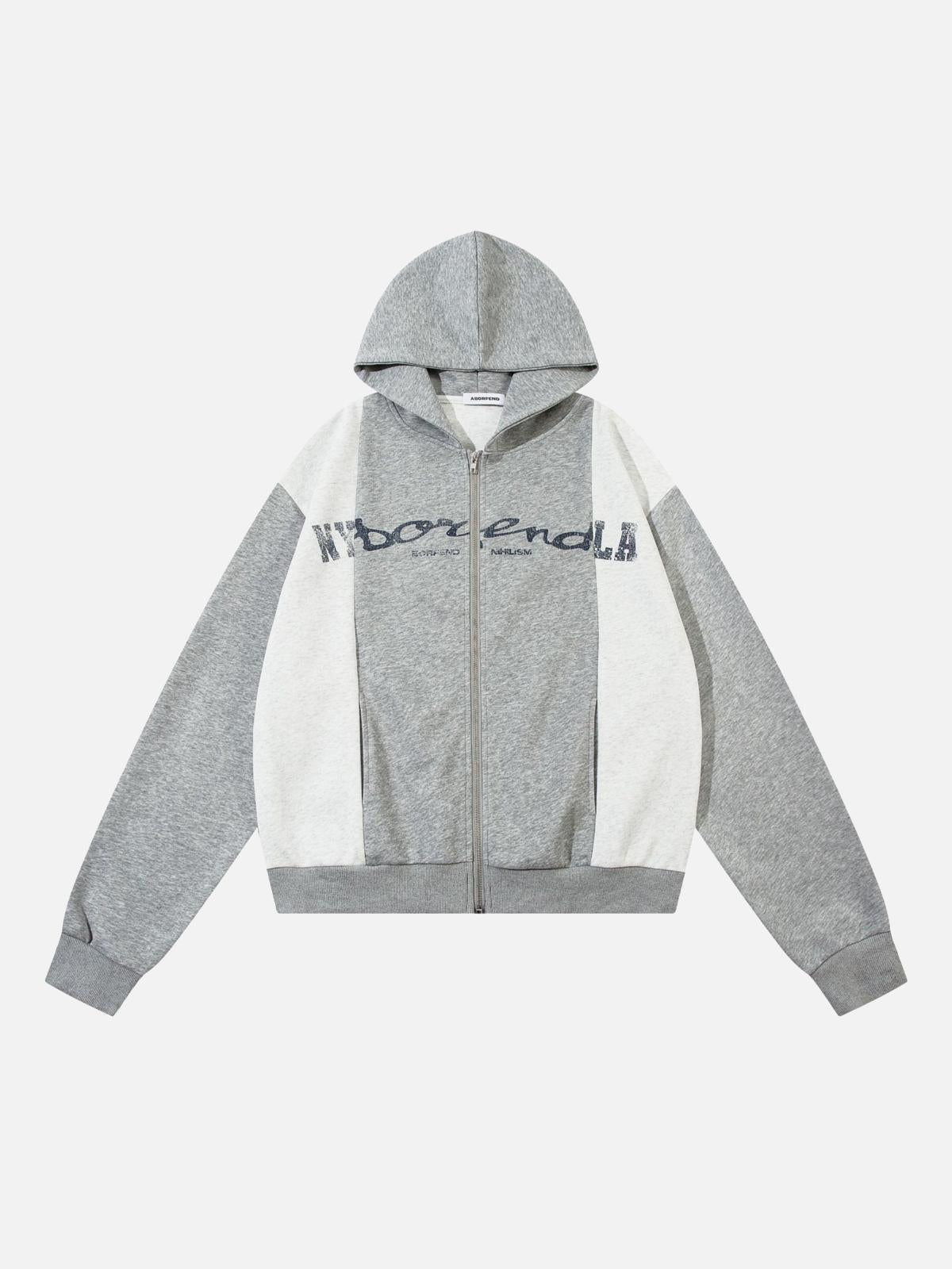 Concert Outfit Academic Style Assembled Color Blocking Hoodie