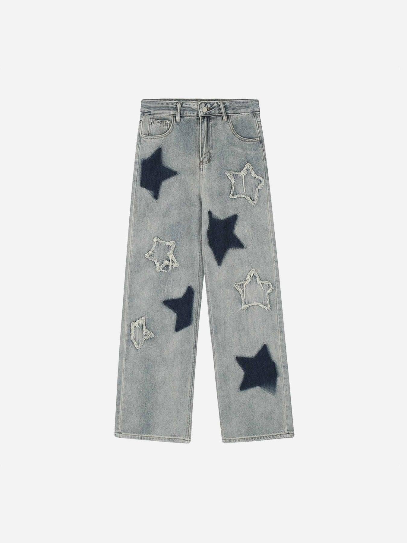 Concert Outfit Airbrushed Pentagram Applique Jeans