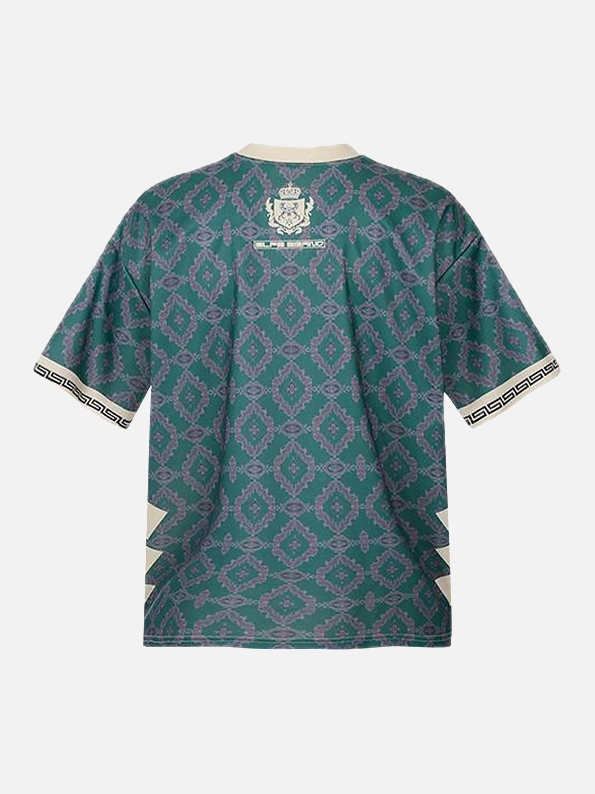 Concert Outfit Always Strive Green Patterned Jersey V-Neck T-Shirt