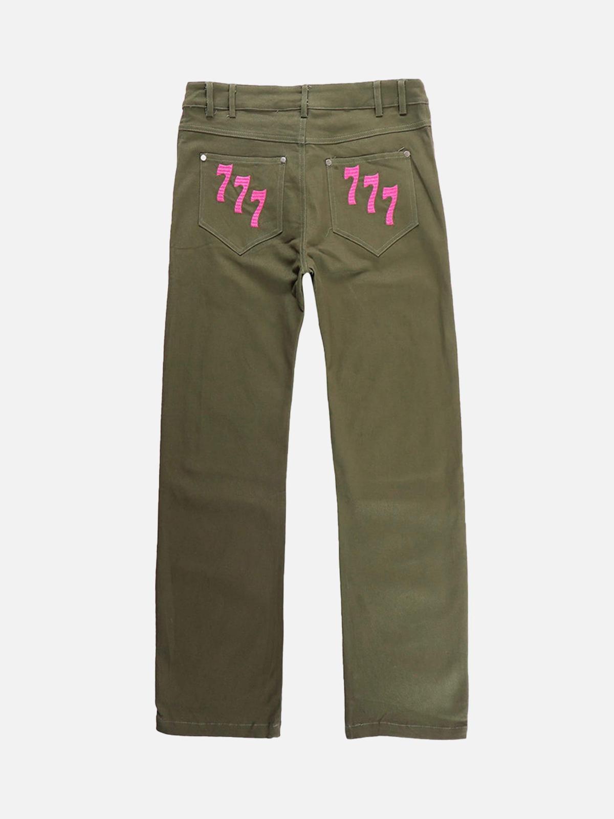 Concert Outfit American High Street Digital Embroidered Jeans
