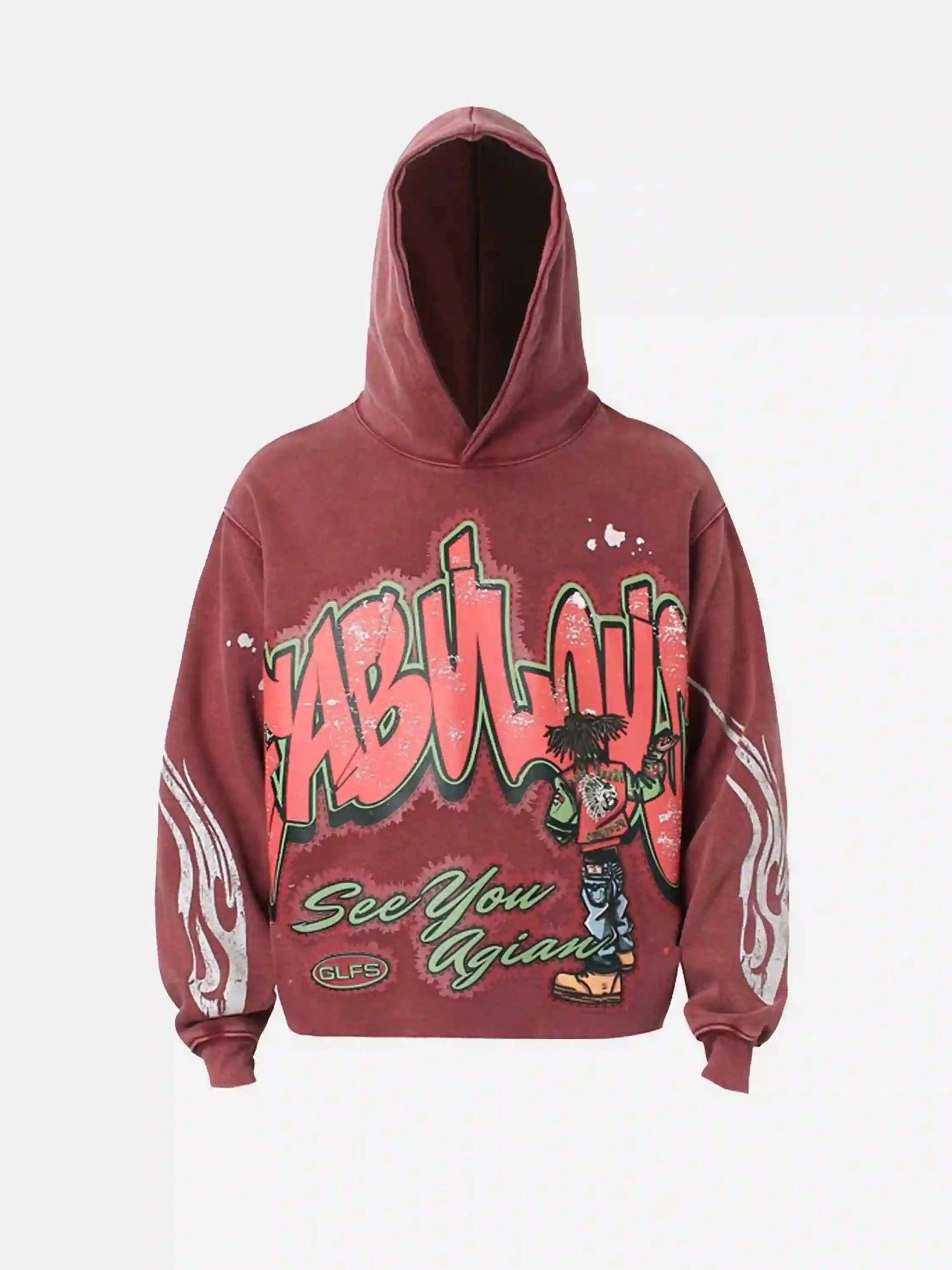 Concert Outfit American Hip-Hop Graffiti Distressed Hooded Hoodie