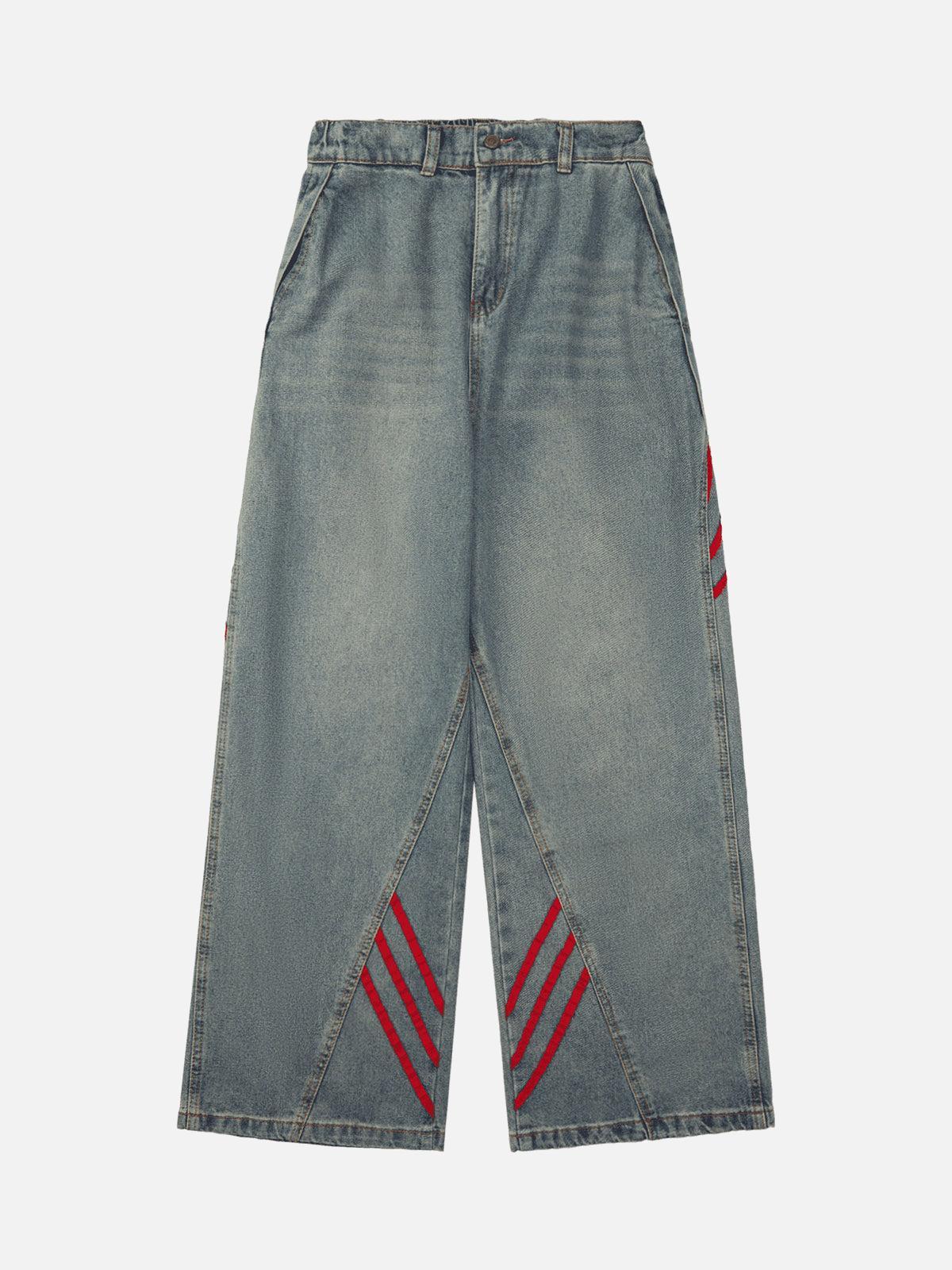 Concert Outfit American Retro Contrast Washed Jeans