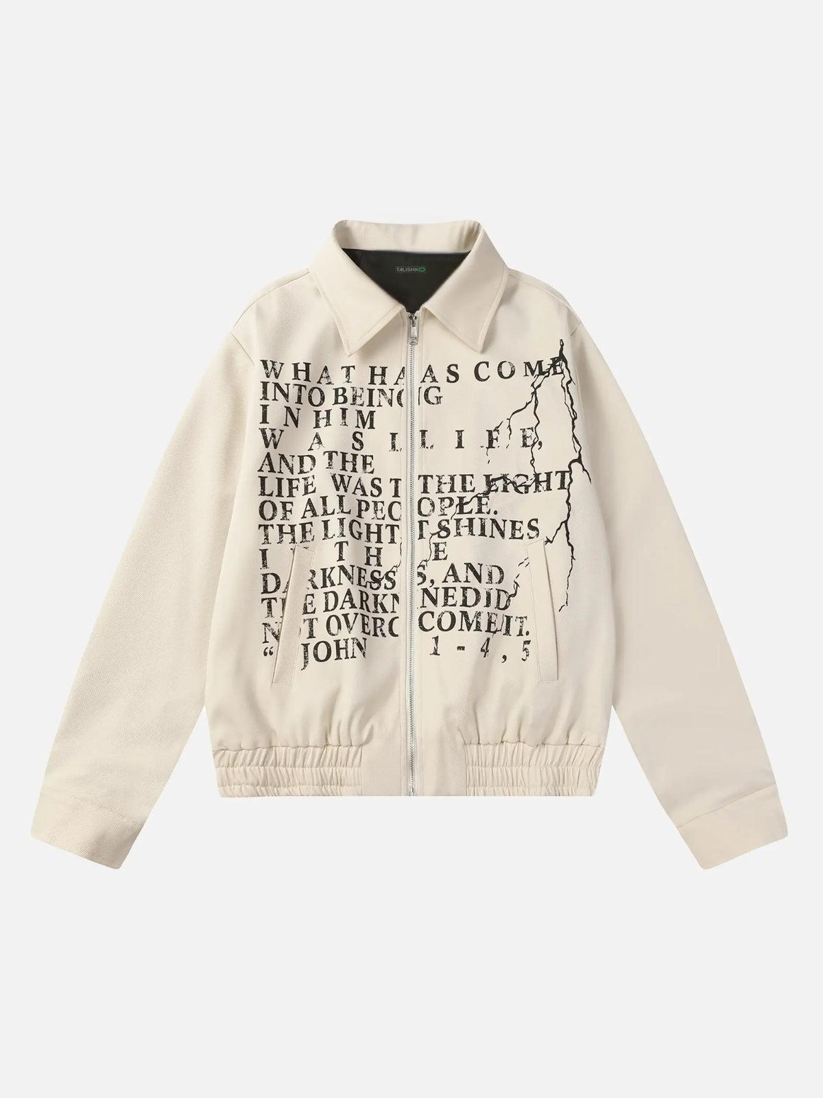 Concert Outfit American Retro Distressed Letter Print Jacket
