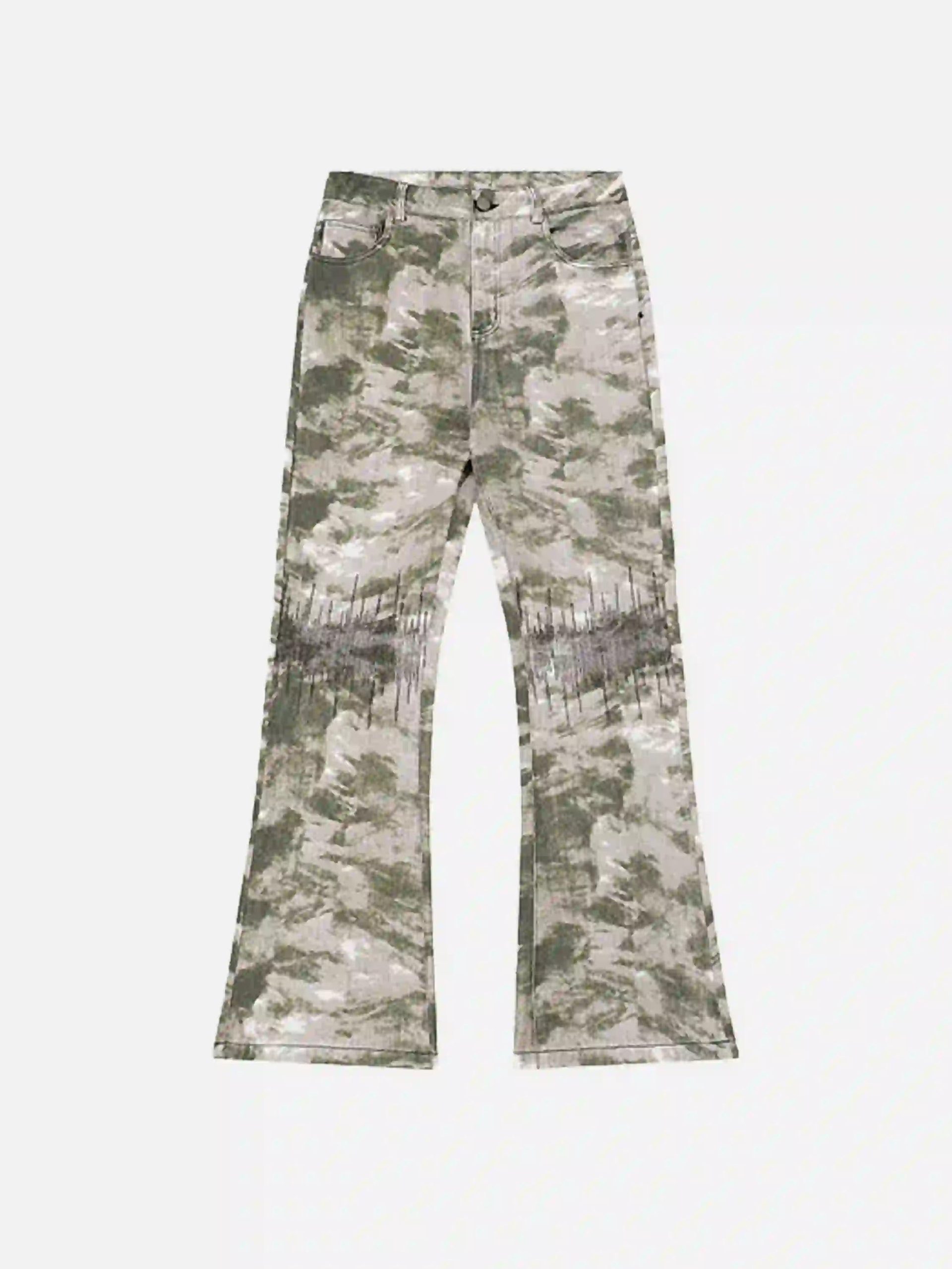 Concert Outfit American Retro Flared Camouflage Pants