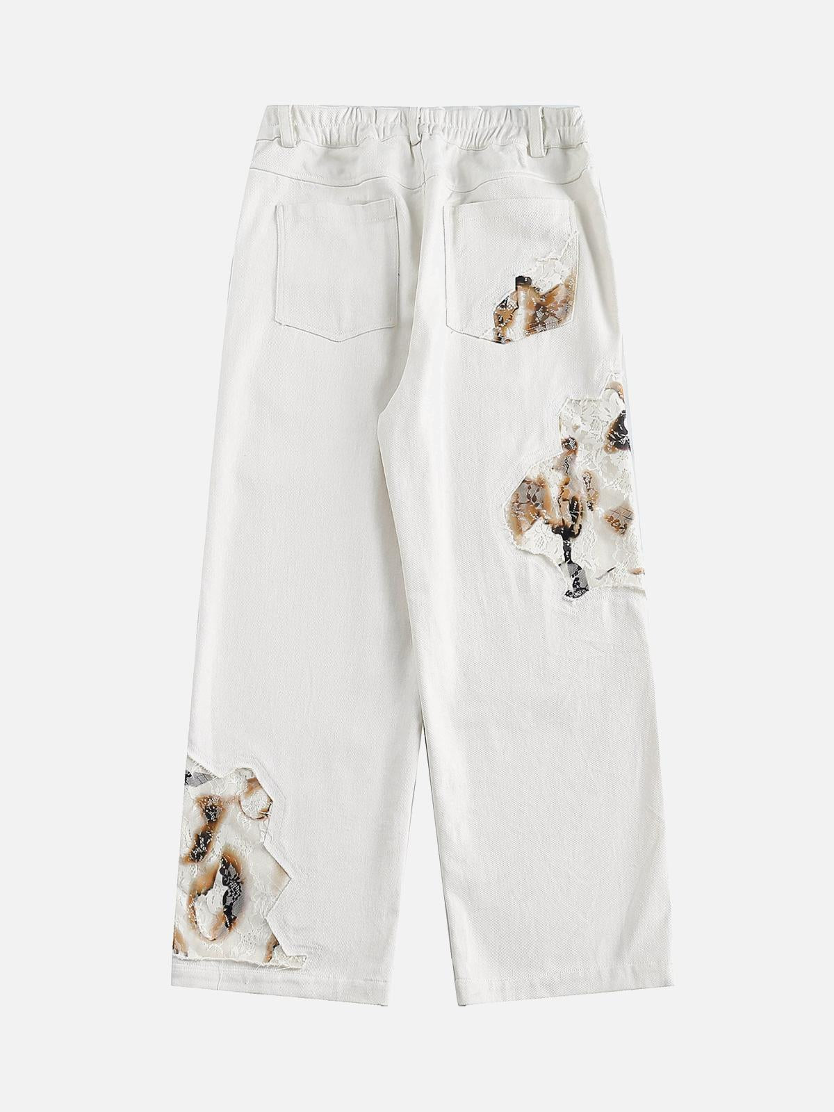 Concert Outfit American Retro Lace Patchwork Jeans