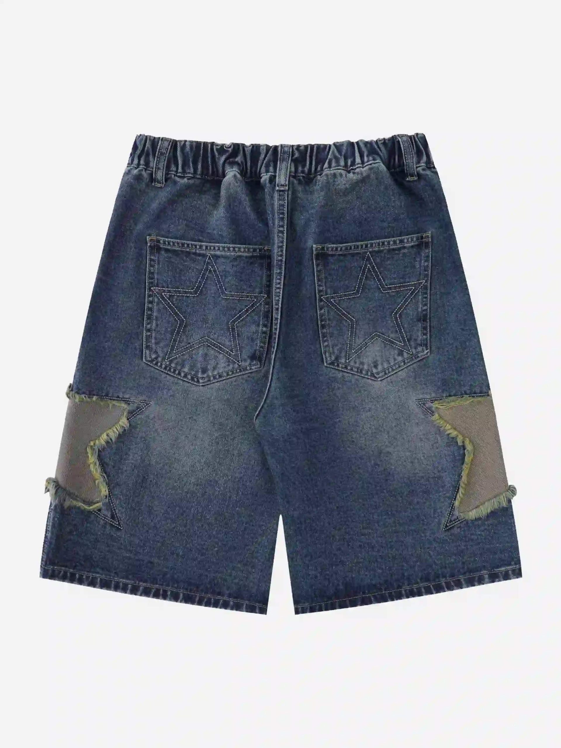 Concert Outfit American Retro Patchwork Denim Shorts