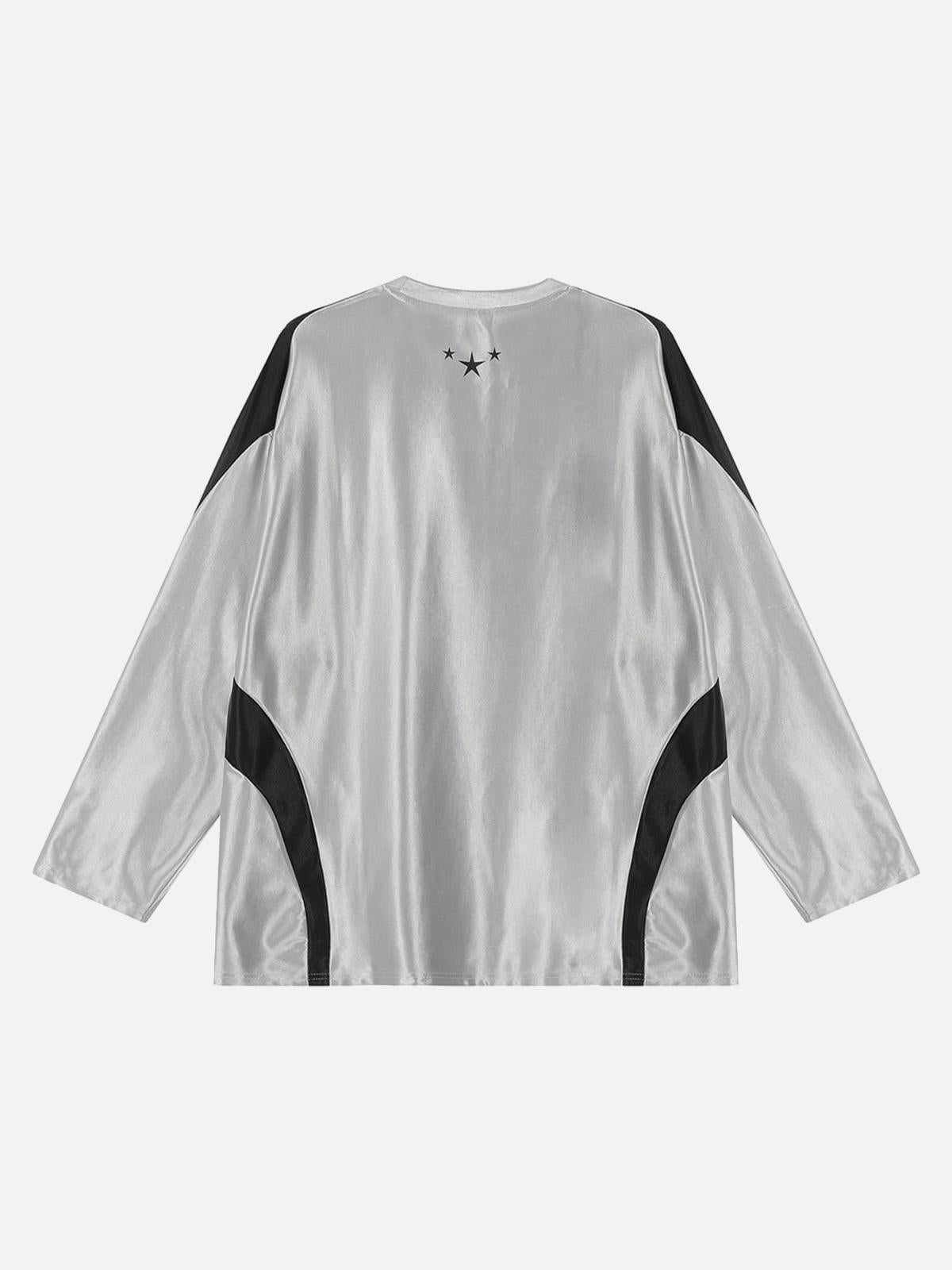 Concert Outfit American Retro Patchwork Print Long-Sleeved T-Shirt