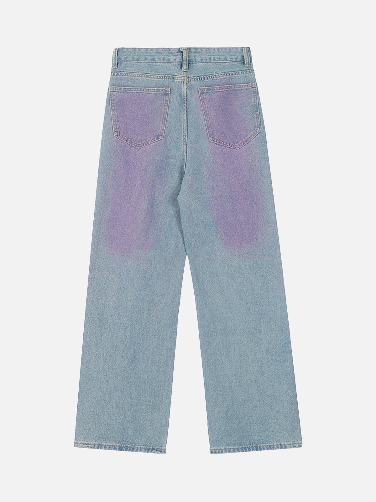 Concert Outfit American Retro Spray-Painted Star Embroidered Jeans