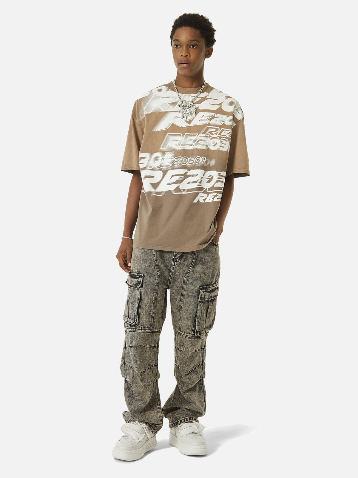 Concert Outfit American Street Style Washed Distressed Work Jeans
