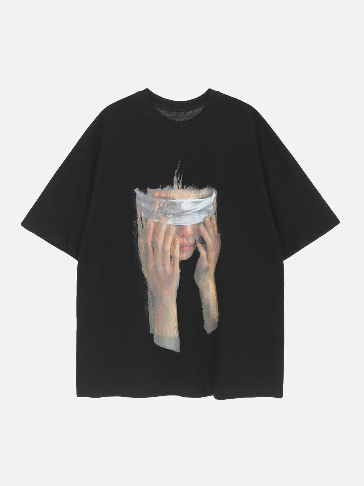 Concert Outfit American Tide Loose Print Round Neck T-Shirt