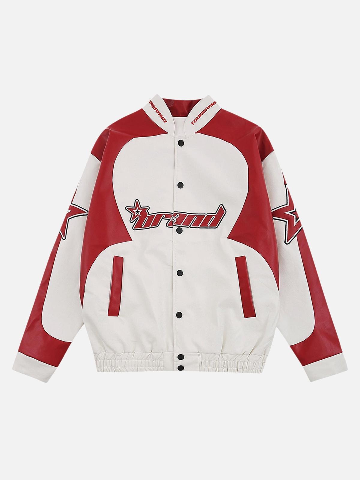 Concert Outfit American Vintage Colorblock Leather Jacket