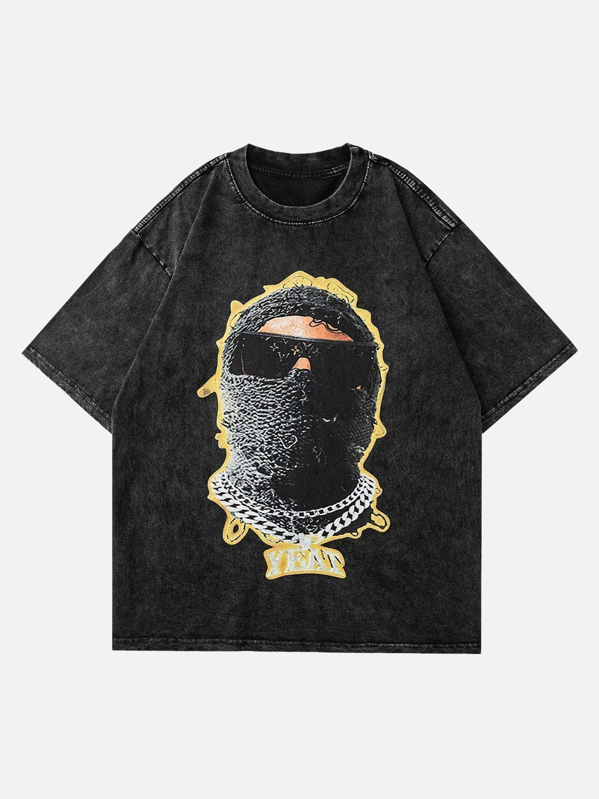 Concert Outfit American Vintage Old Masked Hip-Hop T-Shirt