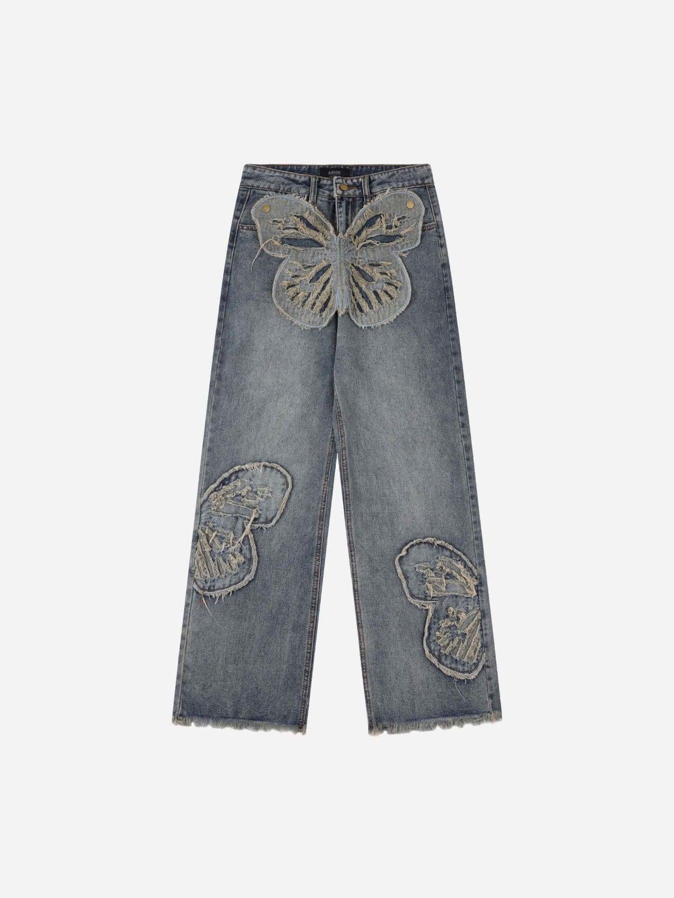 Concert Outfit Appliqued Butterfly Embroidered Jeans