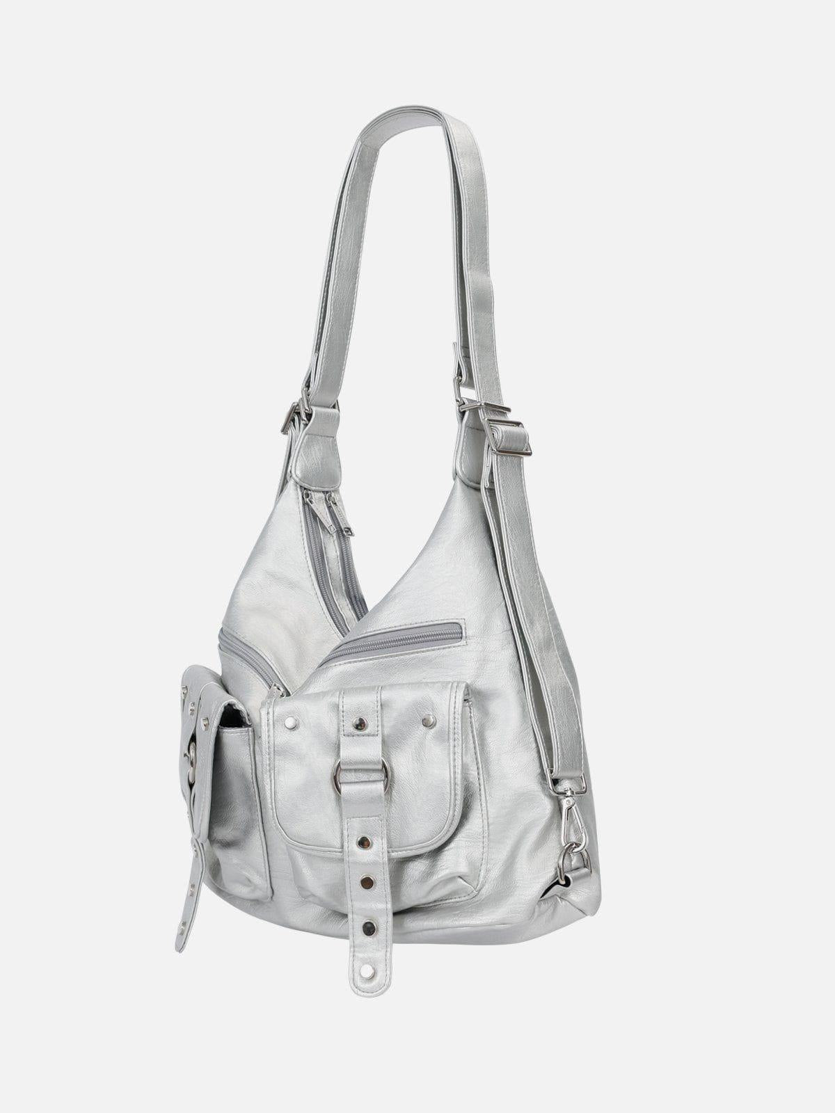 Concert Outfit Basic Multi Pocket Faux Leather Bag