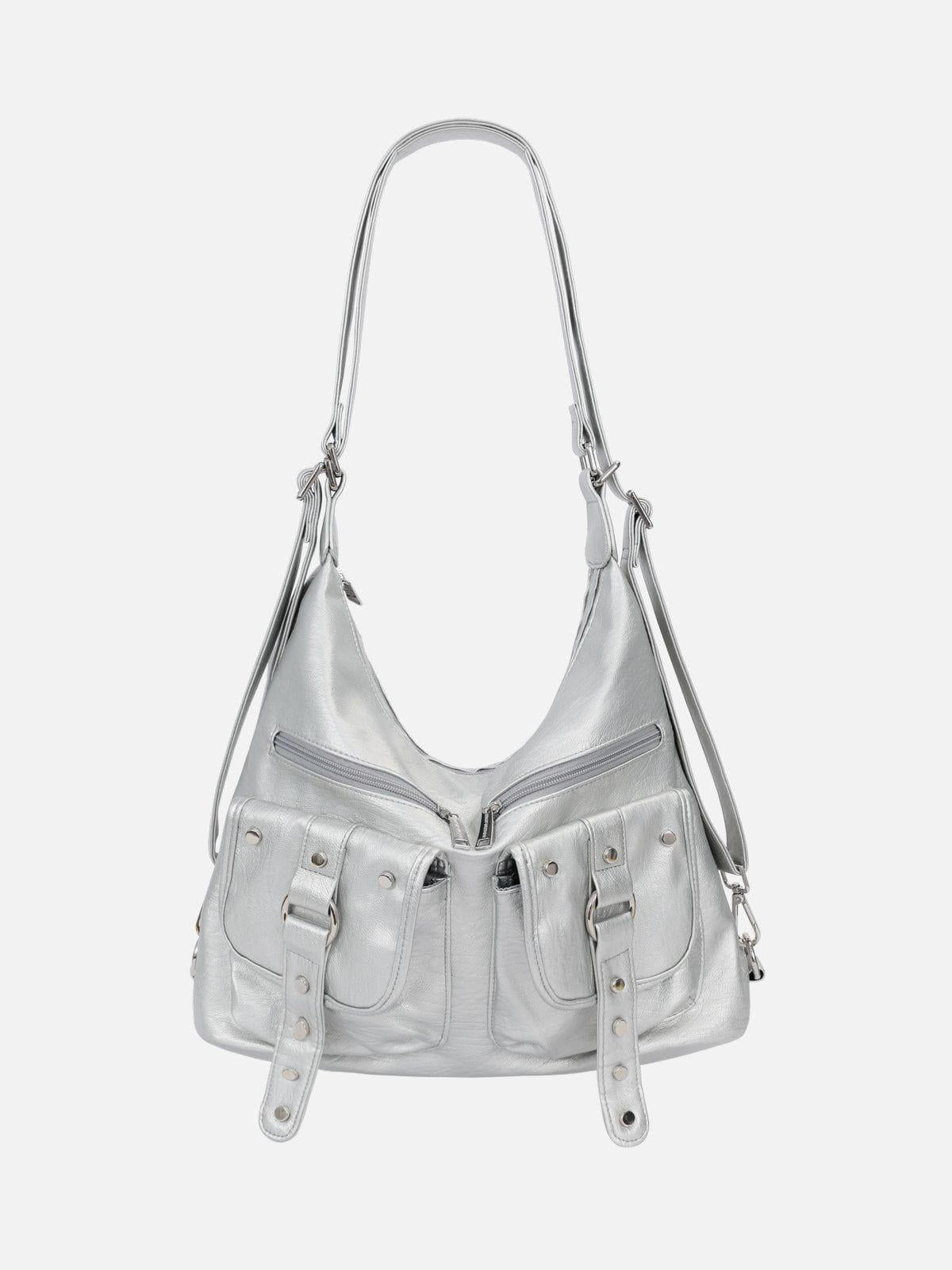 Concert Outfit Basic Multi Pocket Faux Leather Bag