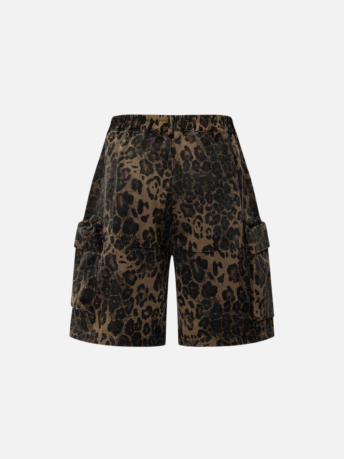 Concert Outfit Big Pocket Leopard Print Shorts