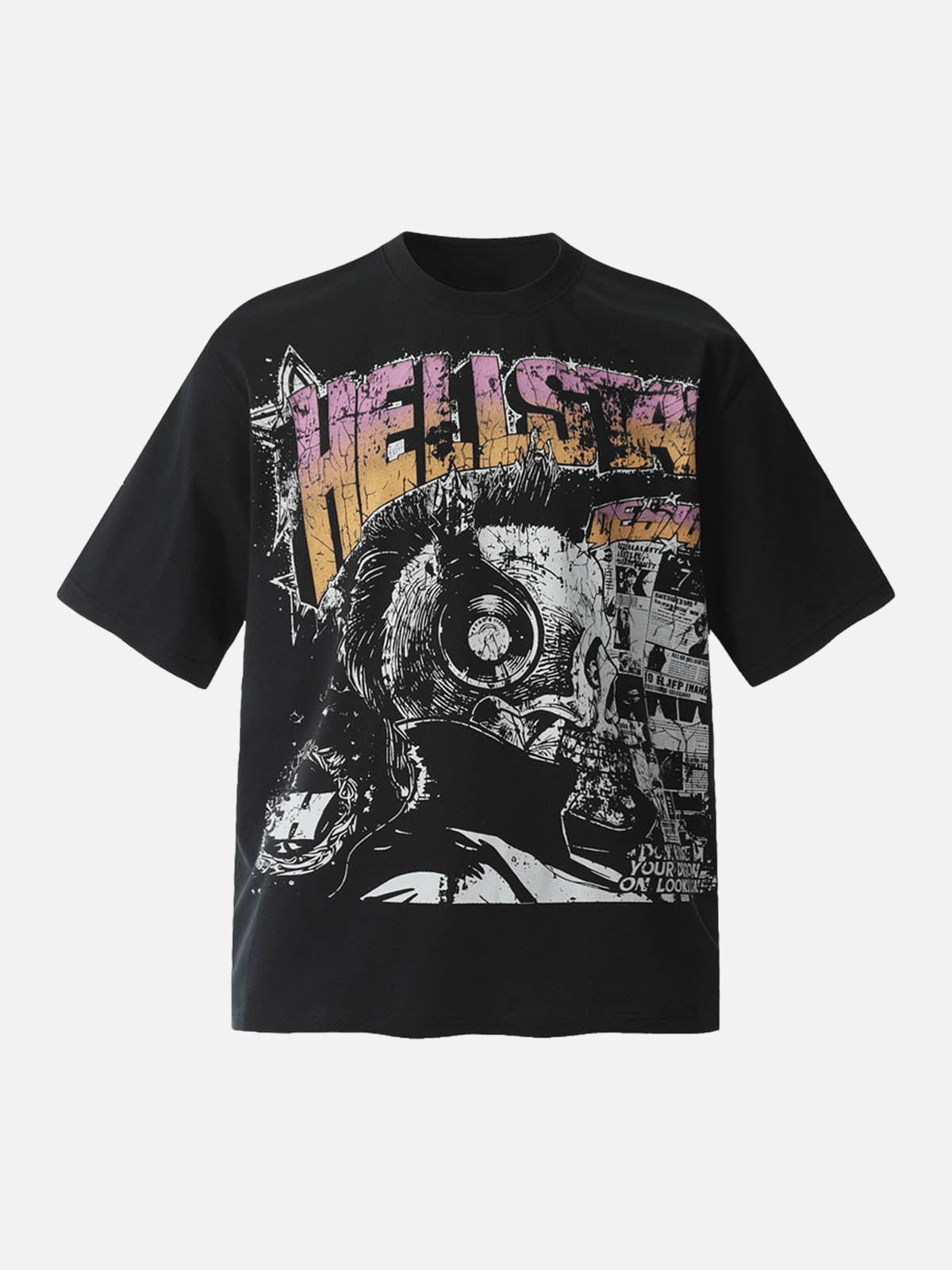 Concert Outfit Black Graphic Crew Neck T-Shirt
