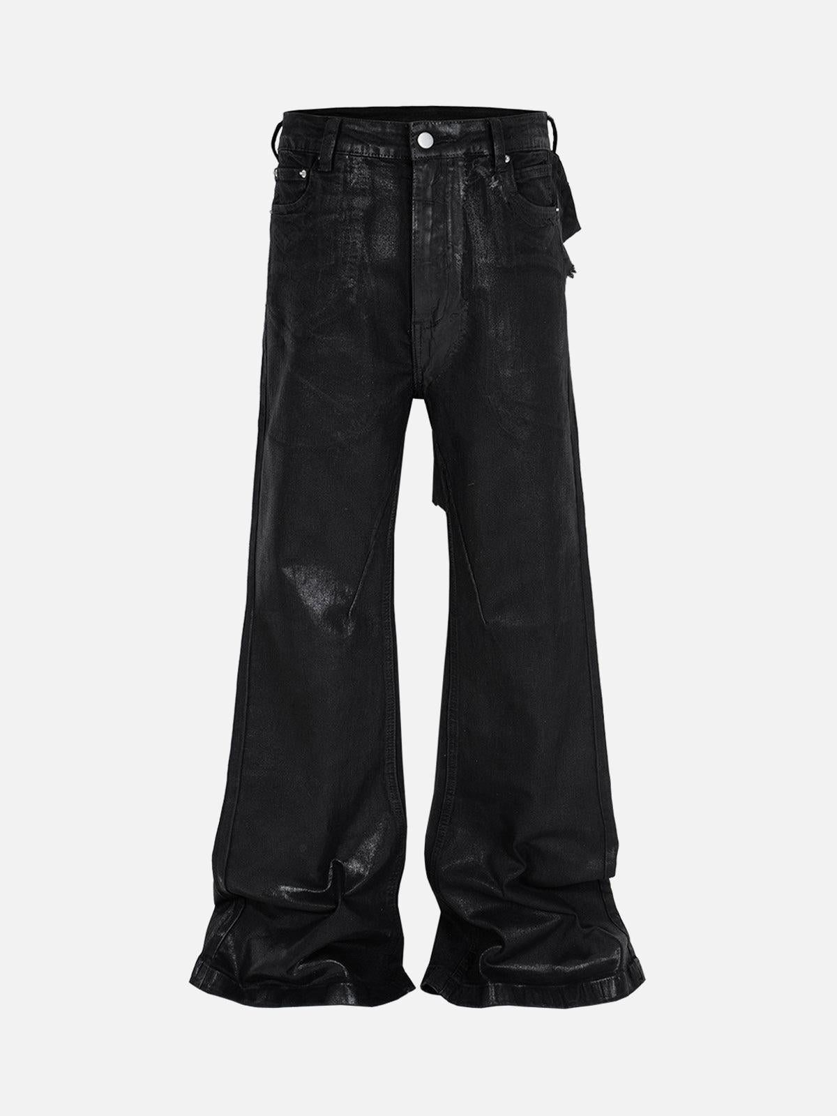Concert Outfit Black Wax Coated Flare Jeans