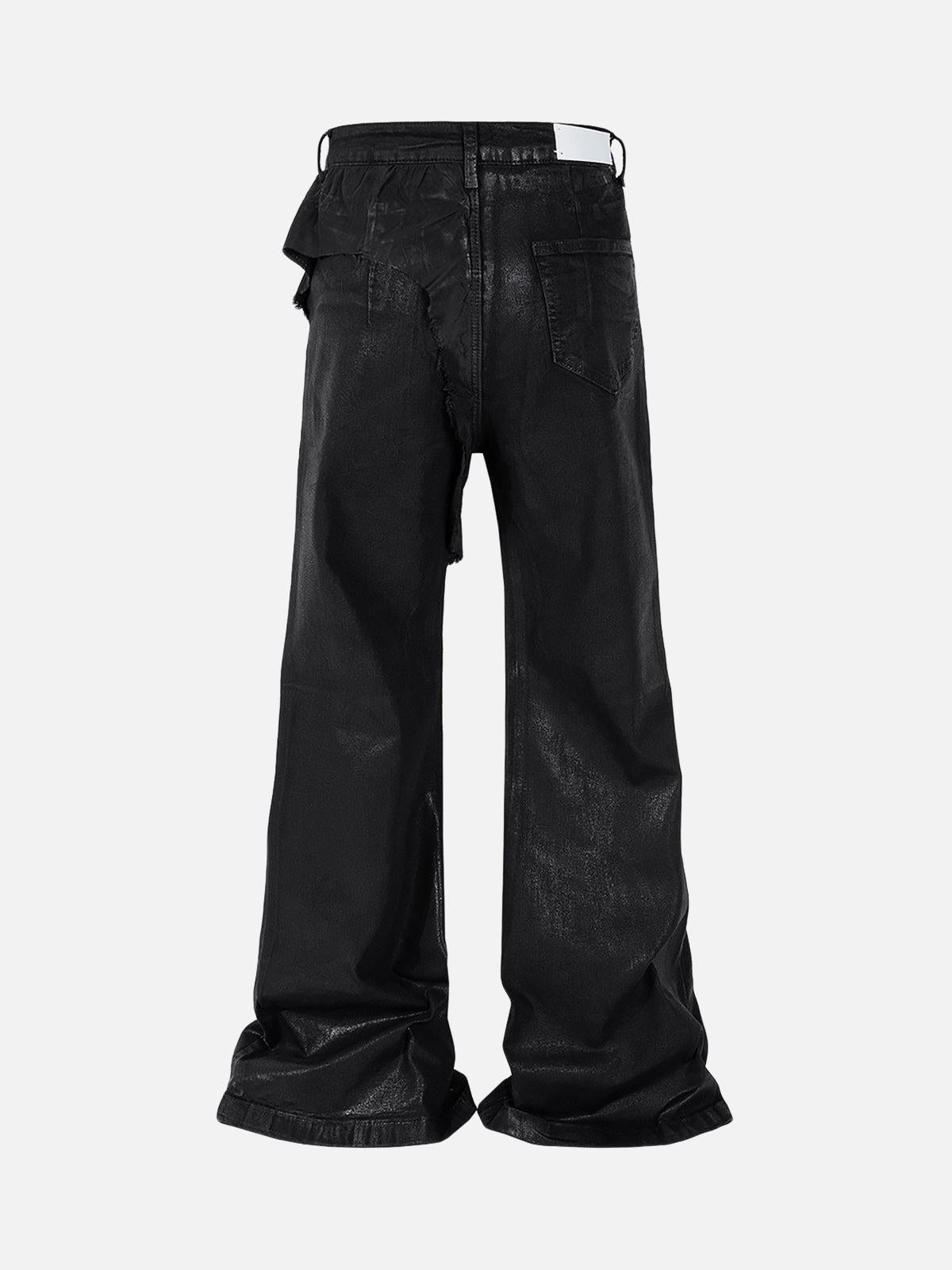 Concert Outfit Black Wax Coated Flare Jeans