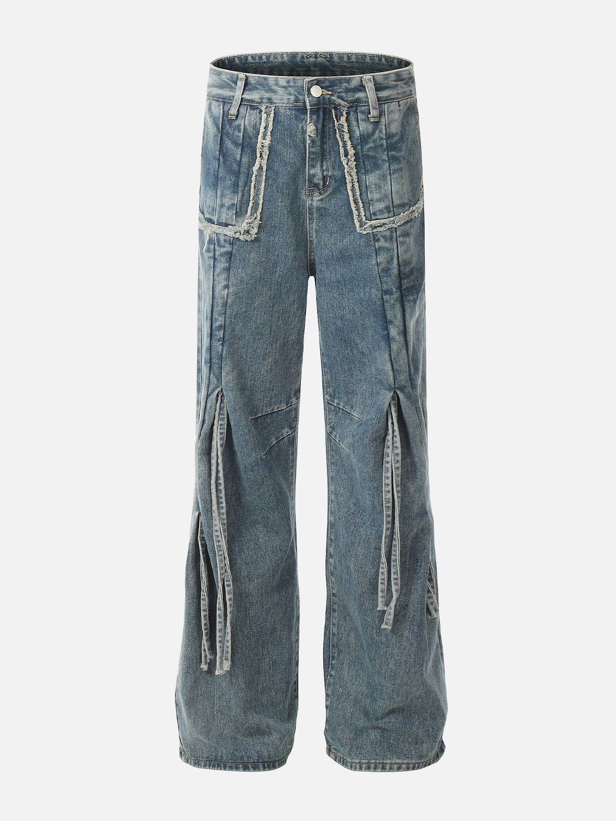 Concert Outfit Bow Fringe Washed Jeans
