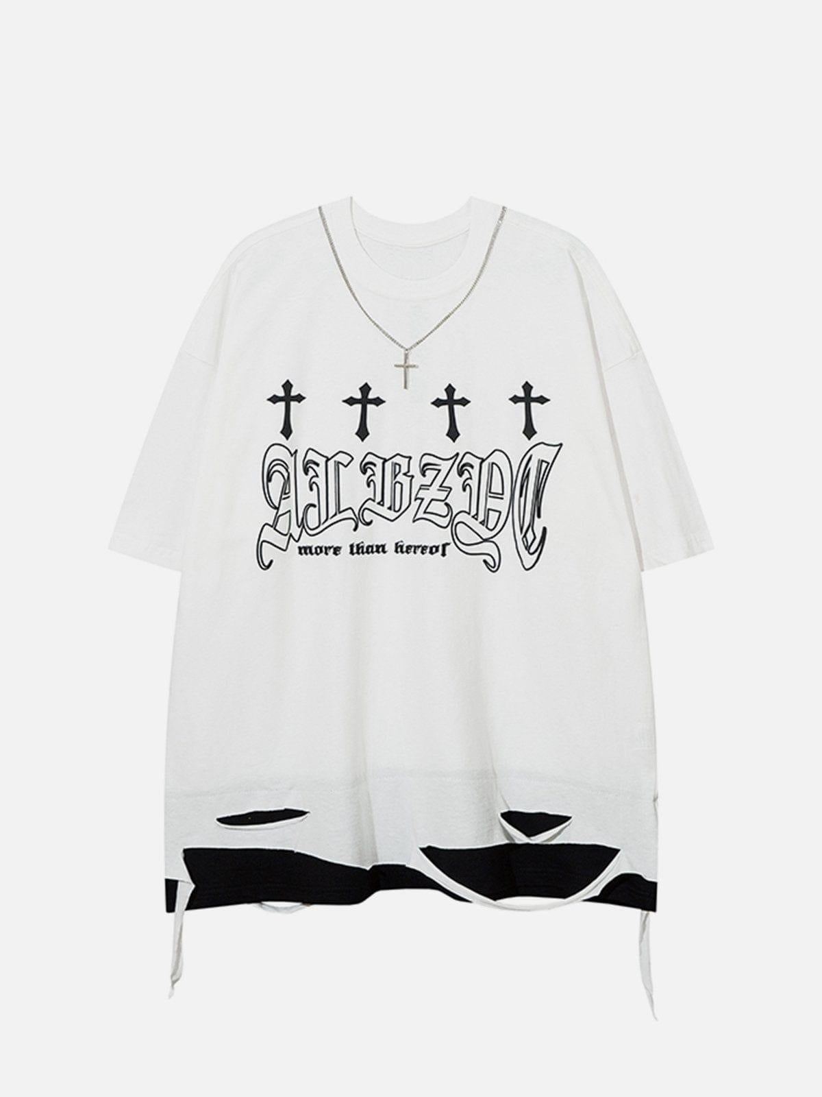 Concert Outfit Broken Hole Fake Two Pieces Tee