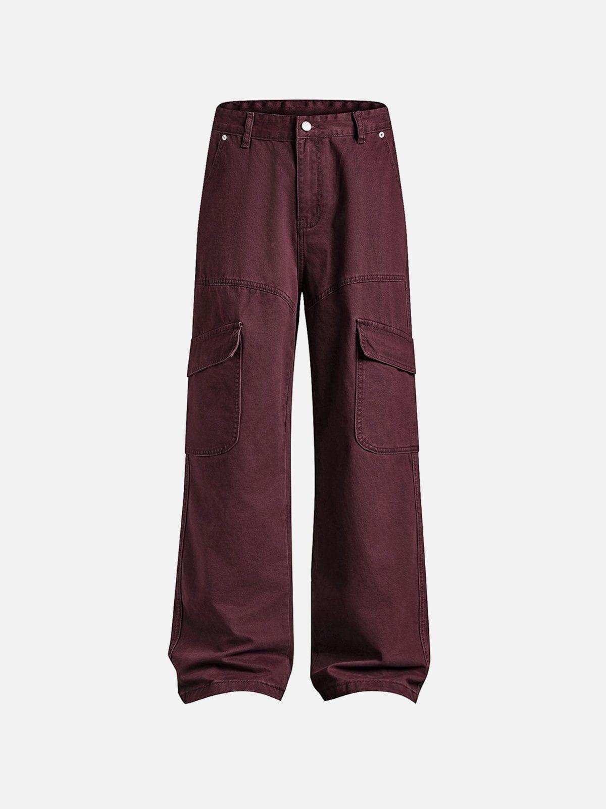 Concert Outfit Burgundy Multi Pocket Jeans
