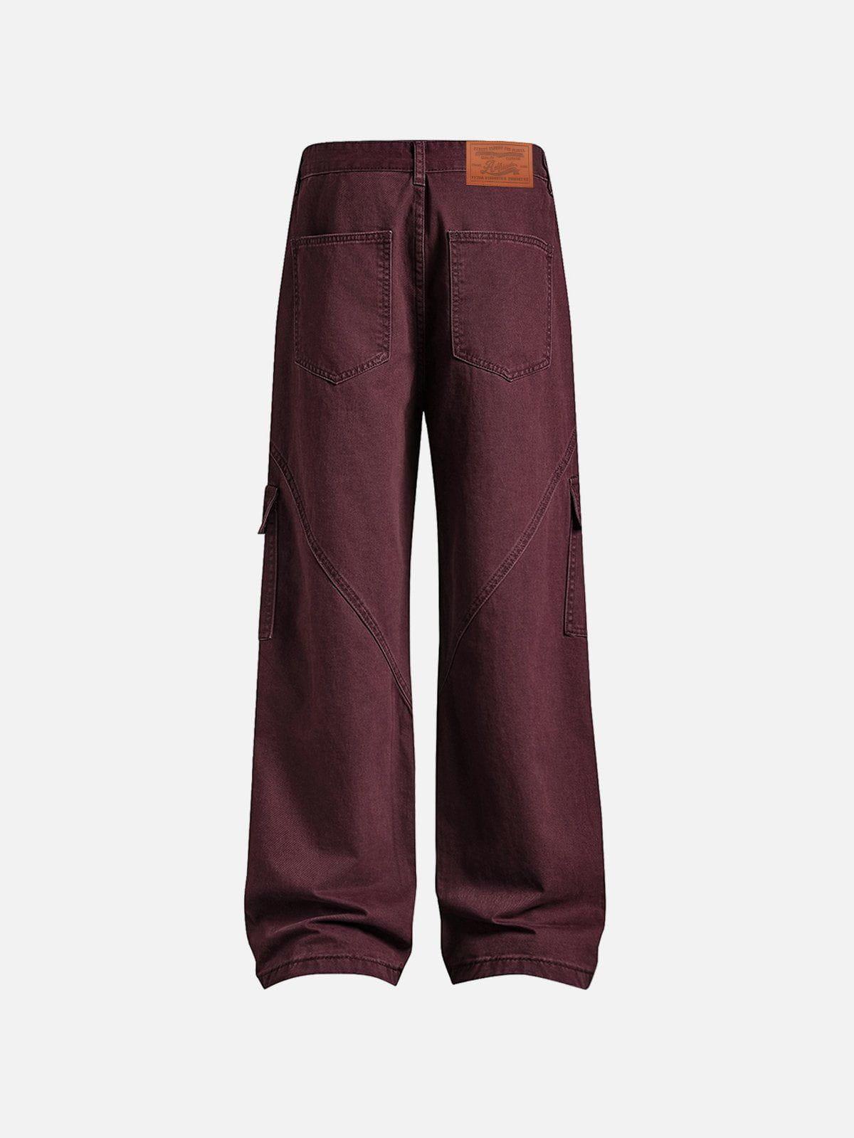 Concert Outfit Burgundy Multi Pocket Jeans