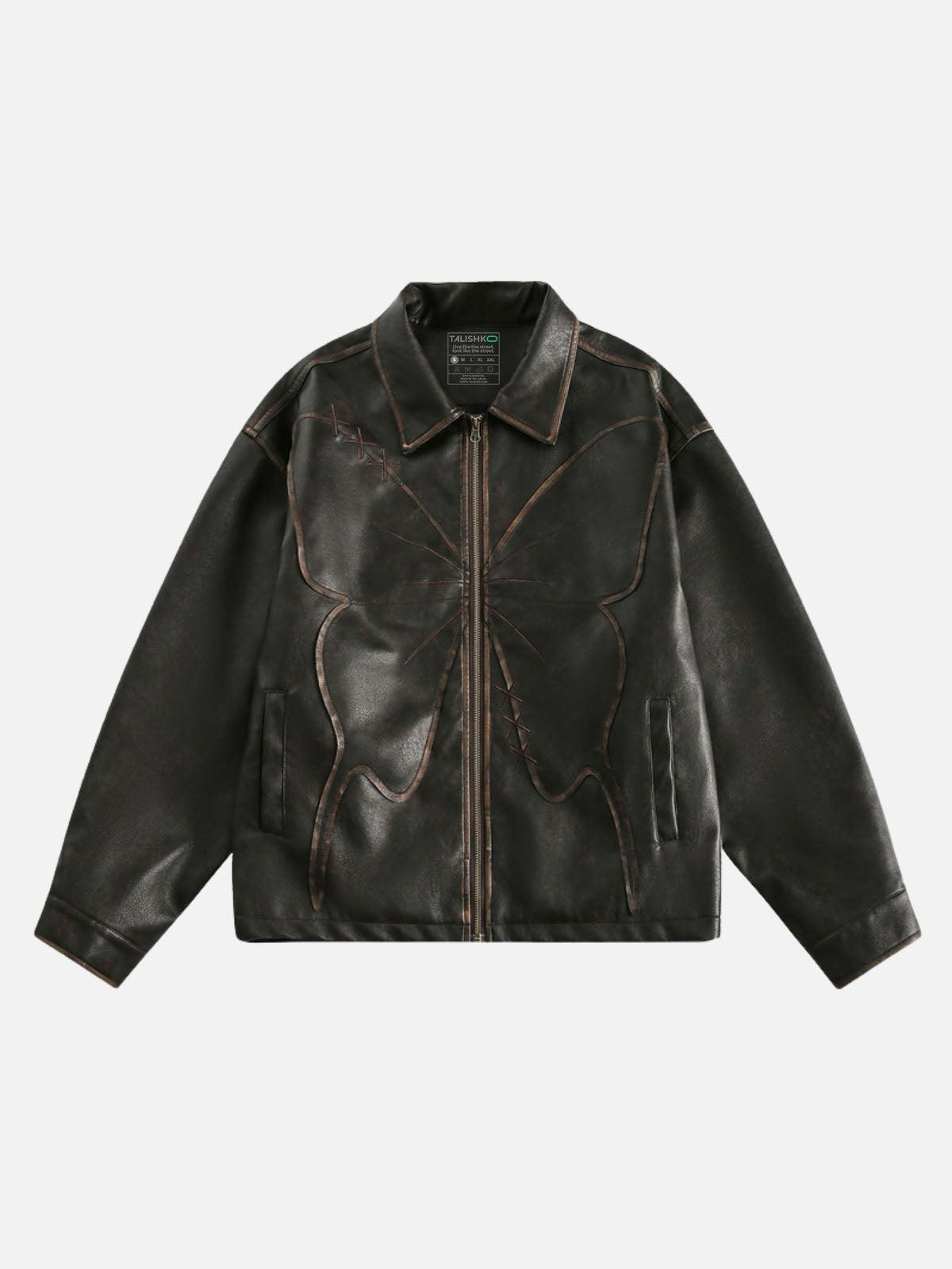 Concert Outfit Butterfly Faux Leather Jacket